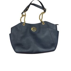 Michael KORS Chic Navy Shoulder Bag with Gold Chain